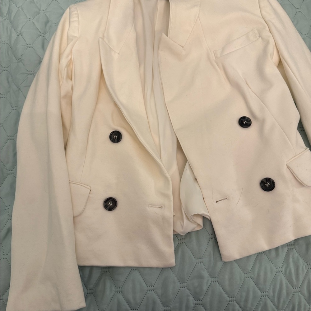 Blank NYC Cream Double-Breasted Blazer